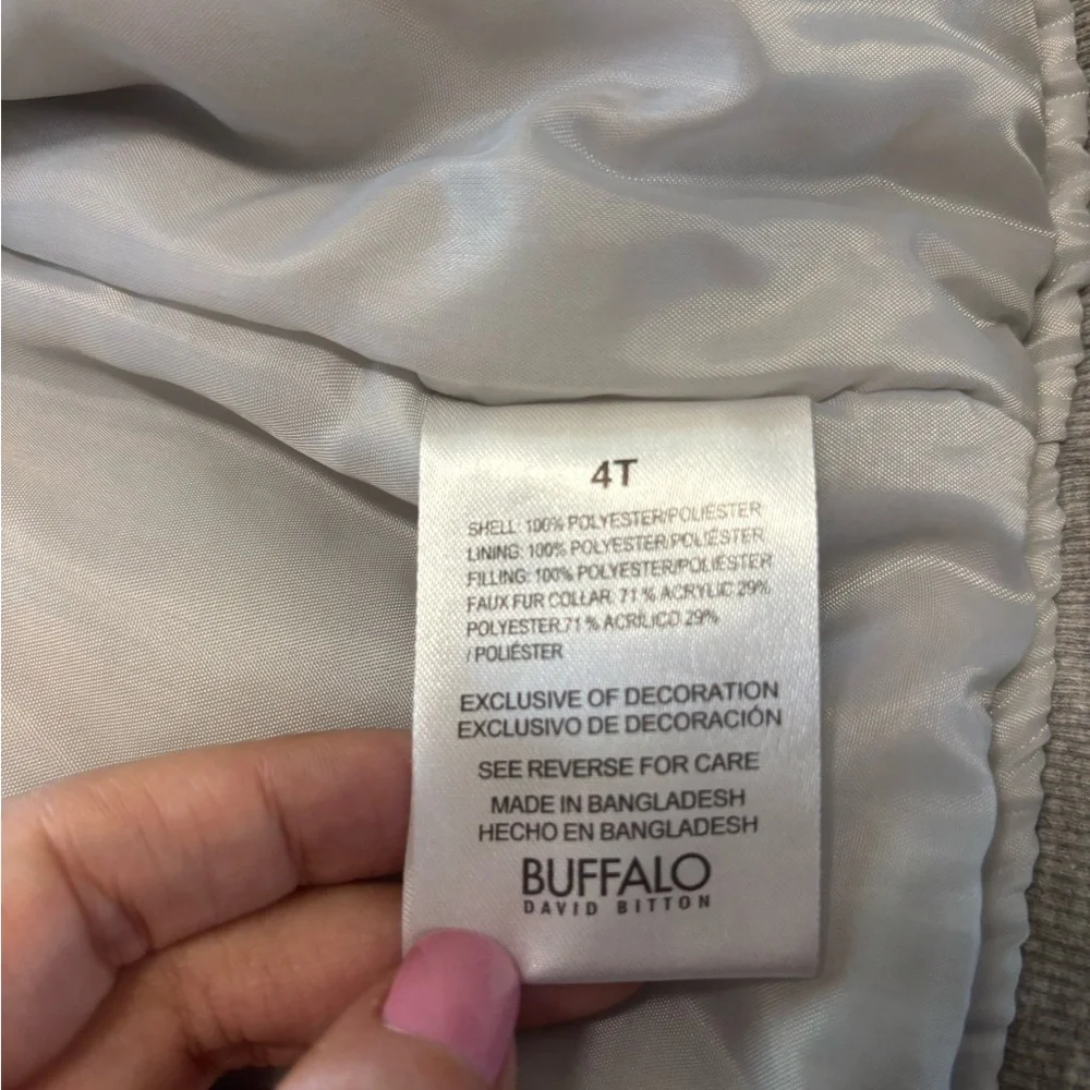 Buffalo David Bitton Metallic Silver Puff Jacket with Pink Collar‎